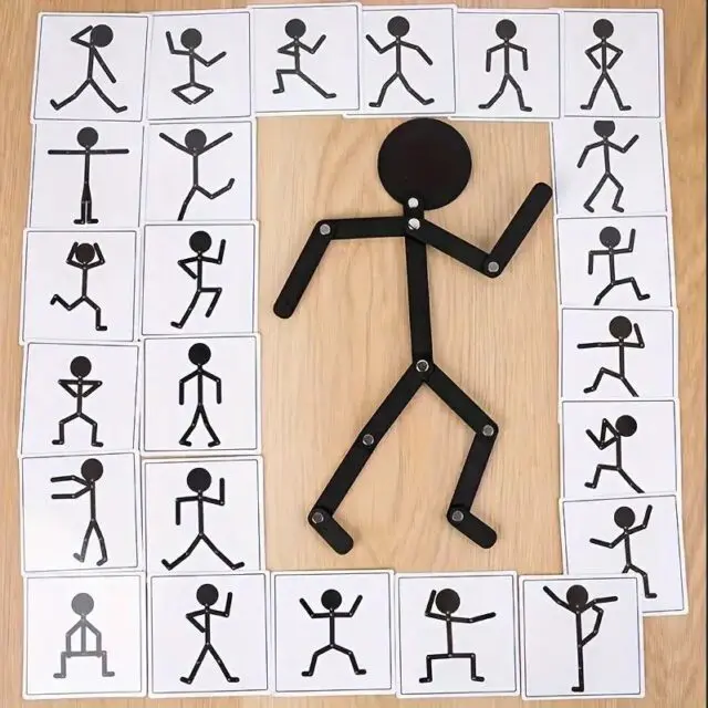 wooden stick man matching game