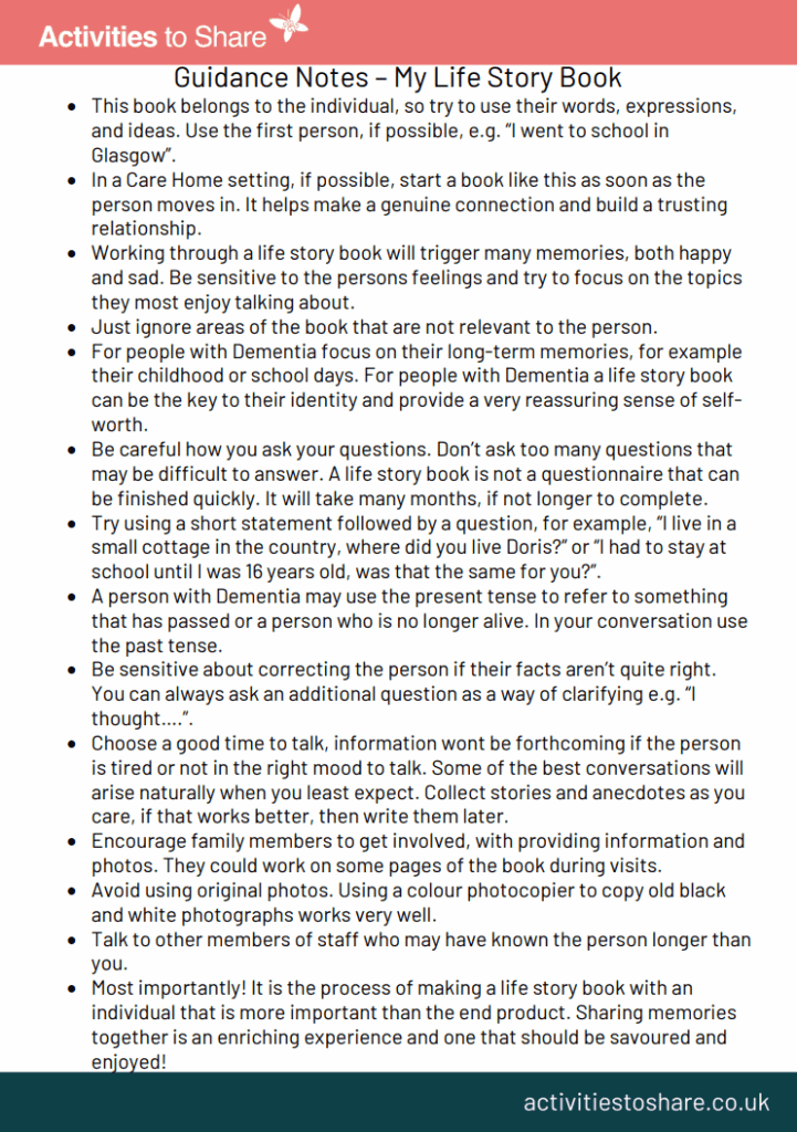 Guidance Notes My Life Story Book (LSB1)