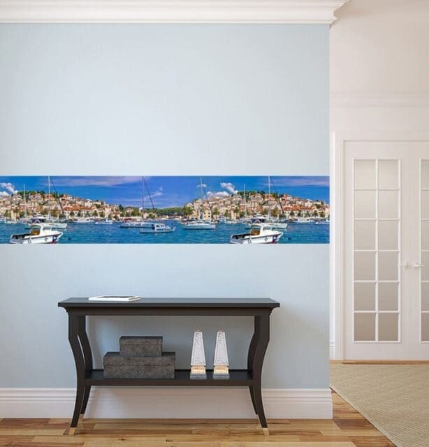 Harbour scene wall panel strip